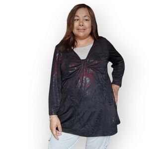 🎊3 FOR $10 BIANCA NYGARD WOMENS SIZE 14 RED AND BLACK SHIRT